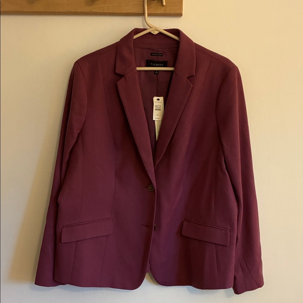 Talbots Women's Luxe Italian Flannel Blazer in Wine color, sz 18, NWT